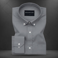 New Dark Grey Oxford Cotton Shirt For Men