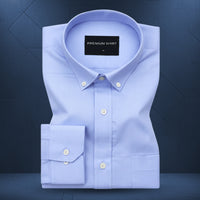 New Denim Blue Oxford Cotton Shirt For Men