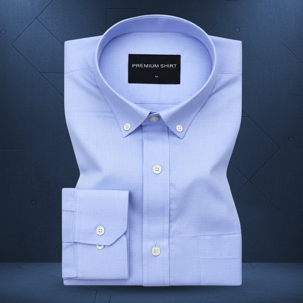 New Denim Blue Oxford Cotton Shirt For Men