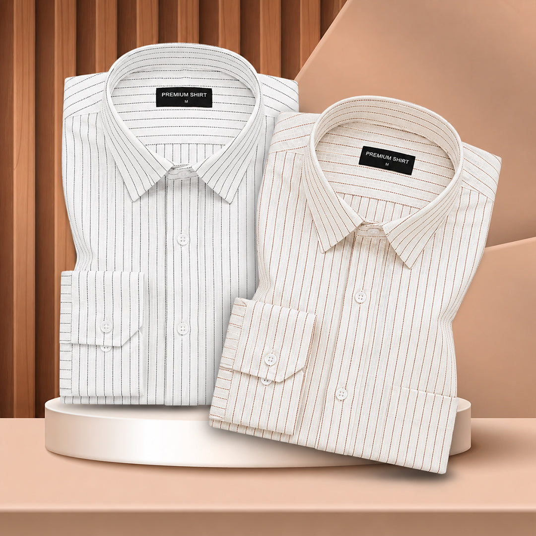 Fine Black & Fine Maroon Pinstripe Linen Shirts