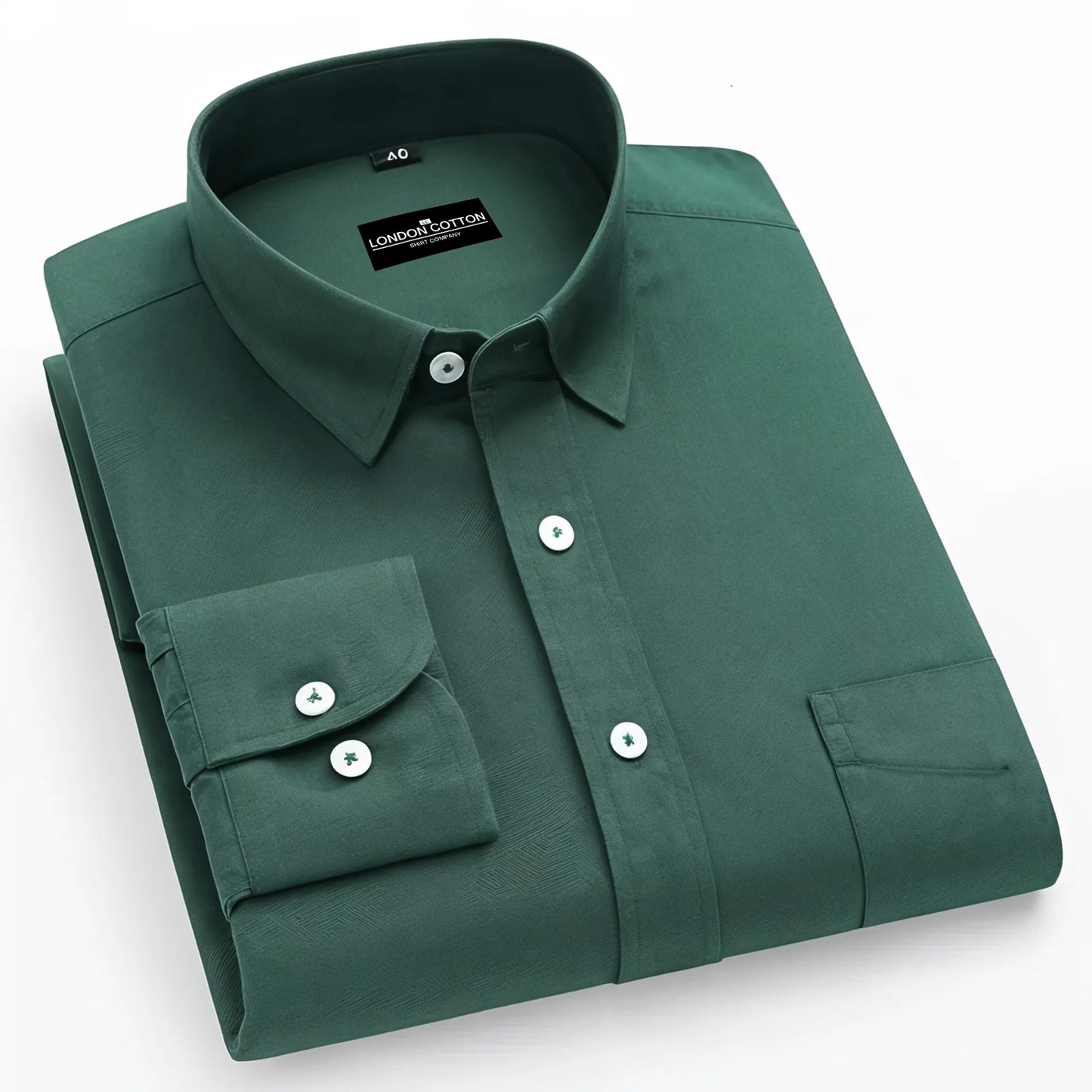 Plain Cotton Blend Solid Shirts (Green)