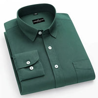 Plain Cotton Blend Solid Shirts (Green)