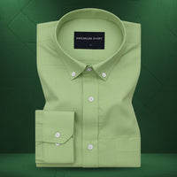 Pack of 2 Oxford Cotton Shirt For Men (Silver & Green)