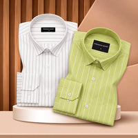 Bold Grey & Pistachio Oxford Pack of 2 Pinstripe Shirts