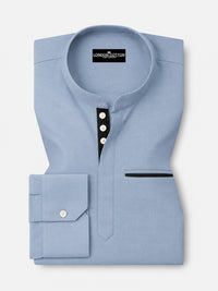 Urban Fit Light Blue Short Linen Kurta For Men