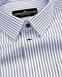 Light Grey Stripe Oxford Premium Cotton Shirt For Men