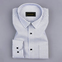 Light Grey Stripe Oxford Premium Cotton Shirt For Men