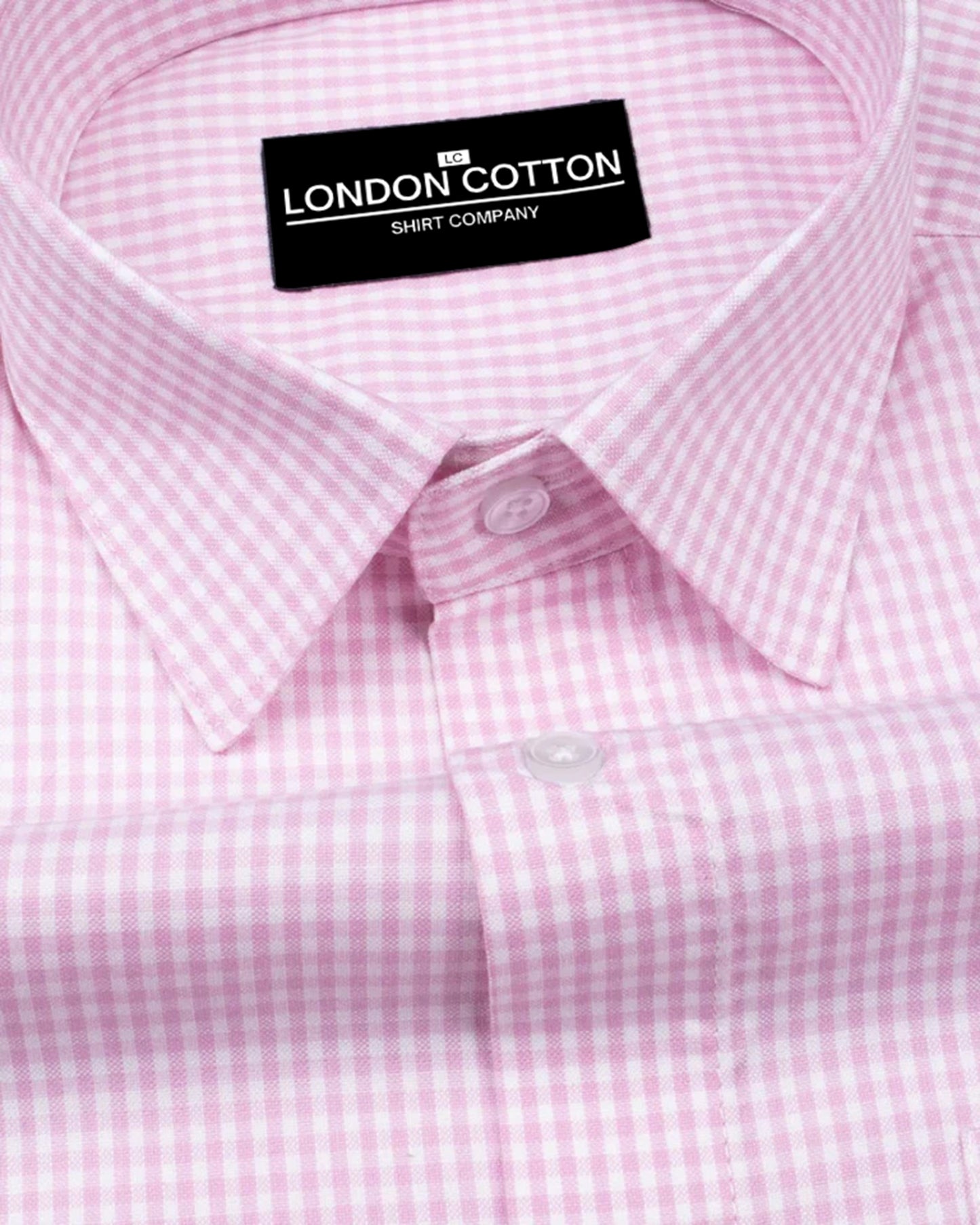 Light Pink Check Oxford Premium Cotton Shirt For Men