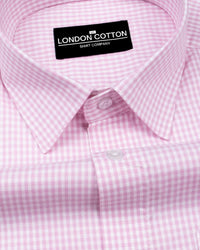 Light Pink Check Oxford Premium Cotton Shirt For Men