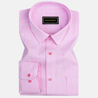 Light Pink Stripe Oxford Premium Cotton Shirt For Men
