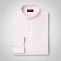 Folded light pink shirt on a gray background with 'Premium Shirts' label.