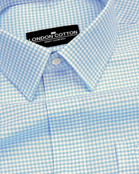 Light Turquoise Check Oxford Premium Cotton Shirt For Men