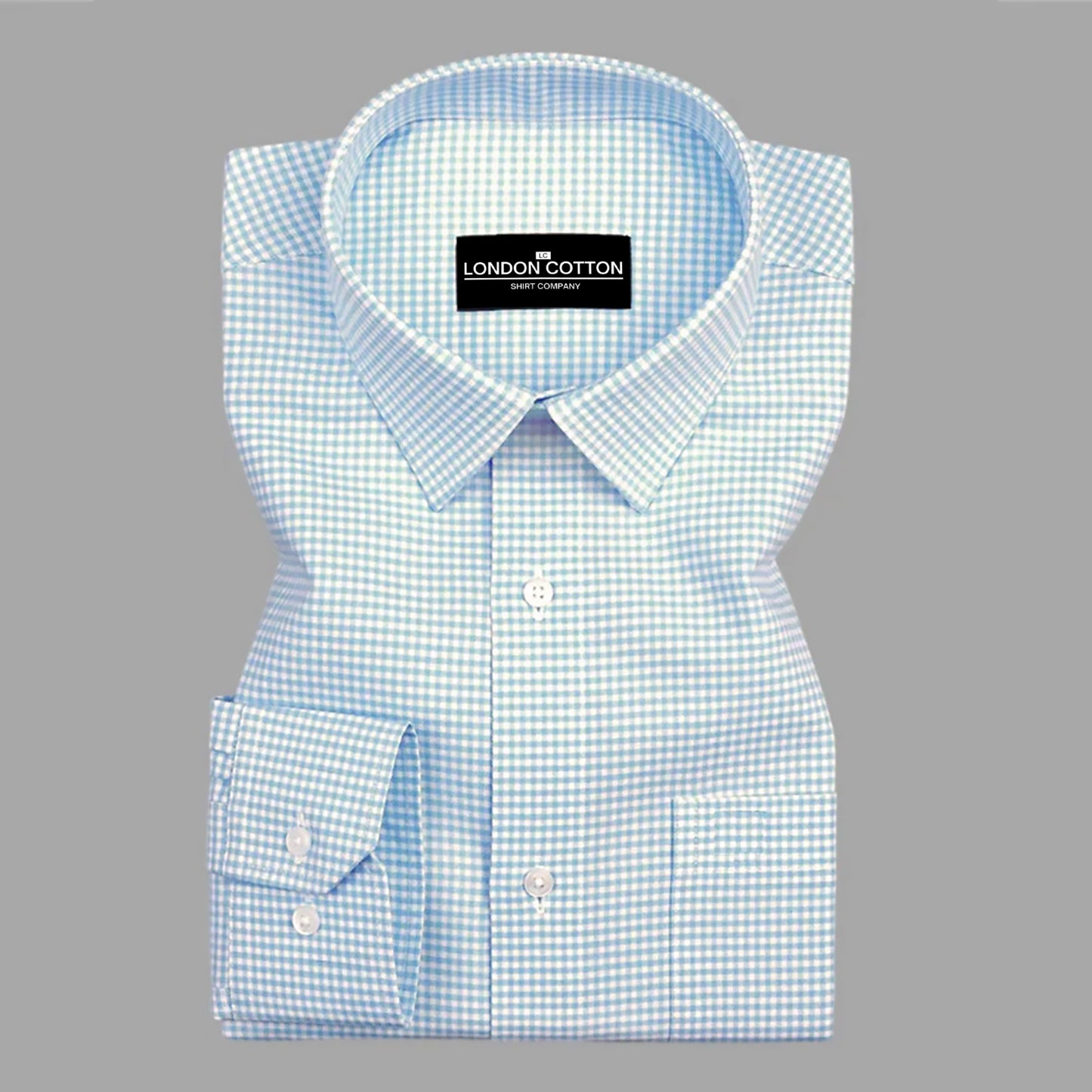 Light Turquoise Check Oxford Premium Cotton Shirt For Men