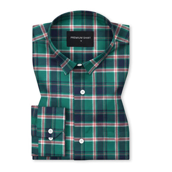 Moss Green Classic Check Cotton Shirt for Men