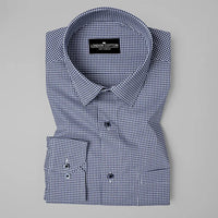Navy Blue Check Oxford Premium Cotton Shirt For Men