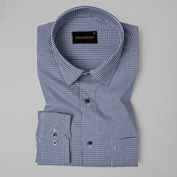 Navy Blue Check Oxford Premium Cotton Shirt For Men