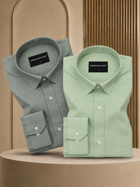 Pack of 2 Olive & Sea Green Formal Oxford Cotton Shirt For Men