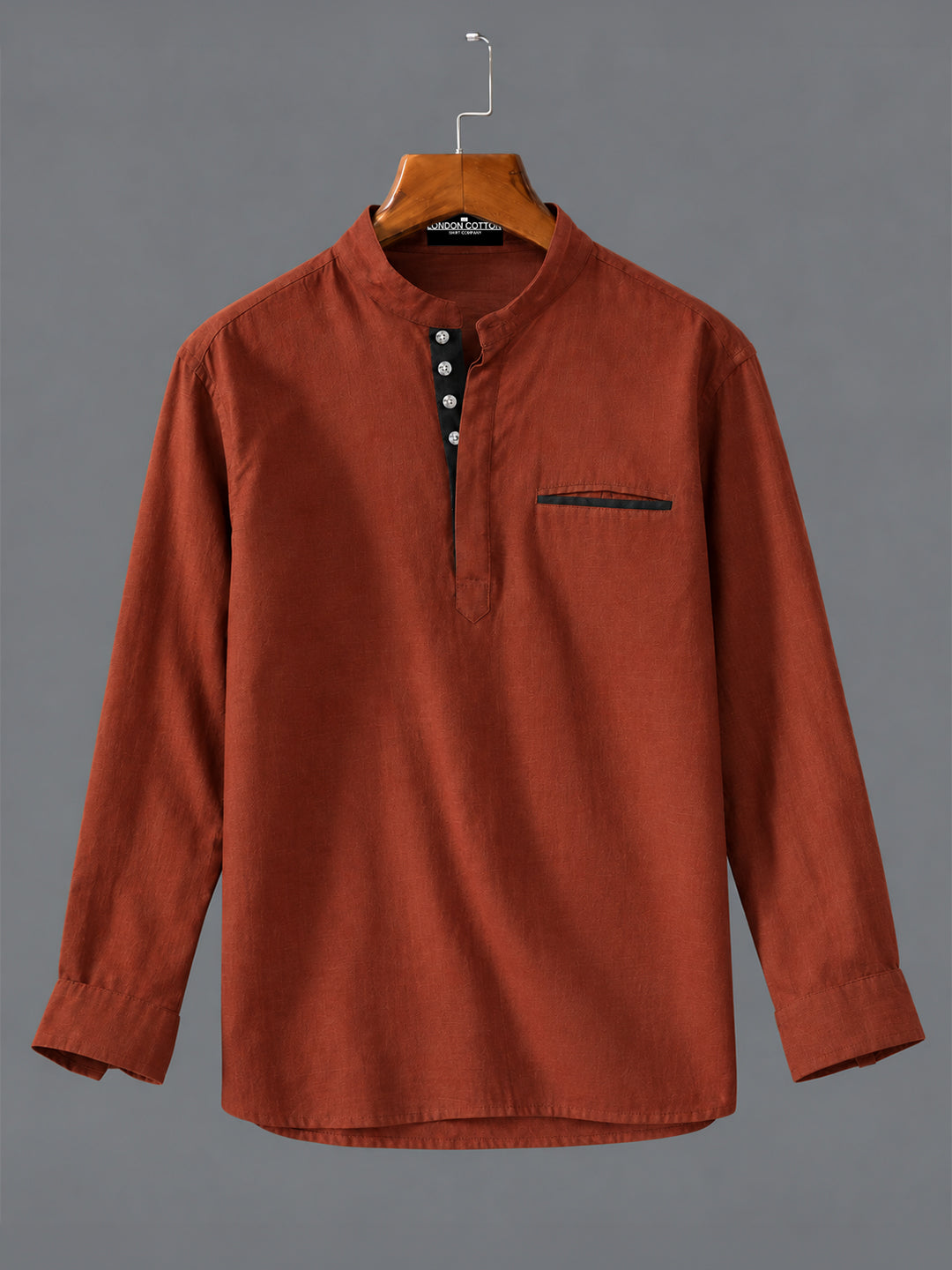 Urban Fit Orange Short Linen Kurta For Men