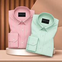 Peach & Mint Green Oxford Pack of 2 Pinstripe Shirts