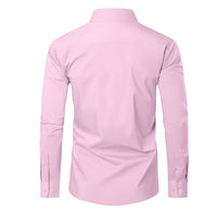 Pink dress shirt back side on a white background