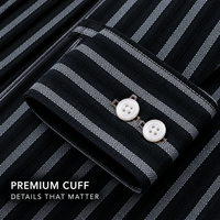 Black & White Textured Linen Striped Shirt – Regular Fit