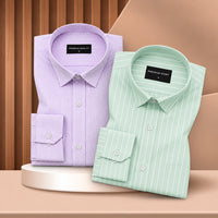 Purple & Mint Green Oxford Pack of 2 Pinstripe Shirts