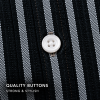 Black & White Textured Linen Striped Shirt – Regular Fit