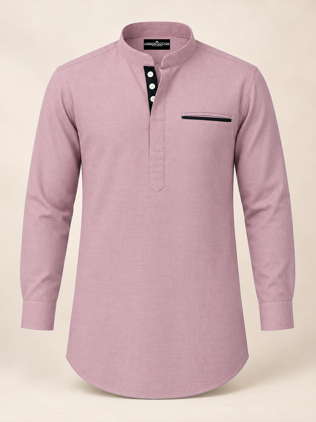 Urban Fit Rose Gold Short Linen Kurta For Men