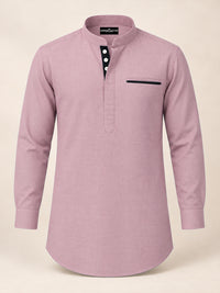 Urban Fit Rose Gold Short Linen Kurta For Men