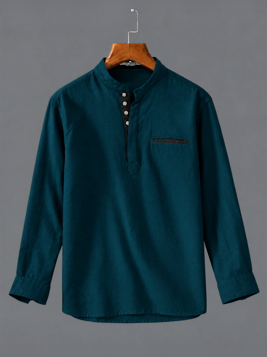 Urban Fit Royal Blue Short Linen Kurta For Men