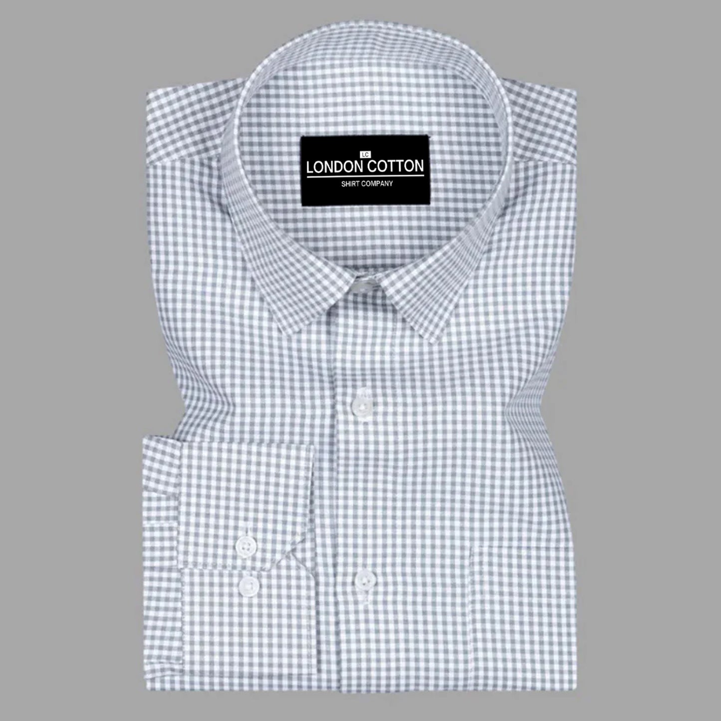 Silver Check Oxford Premium Cotton Shirt For Men