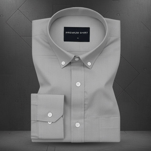 New Silver Oxford Cotton Shirt For Men