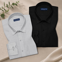 Pack of 2 Textured Linen Shirts (Silver & Black)