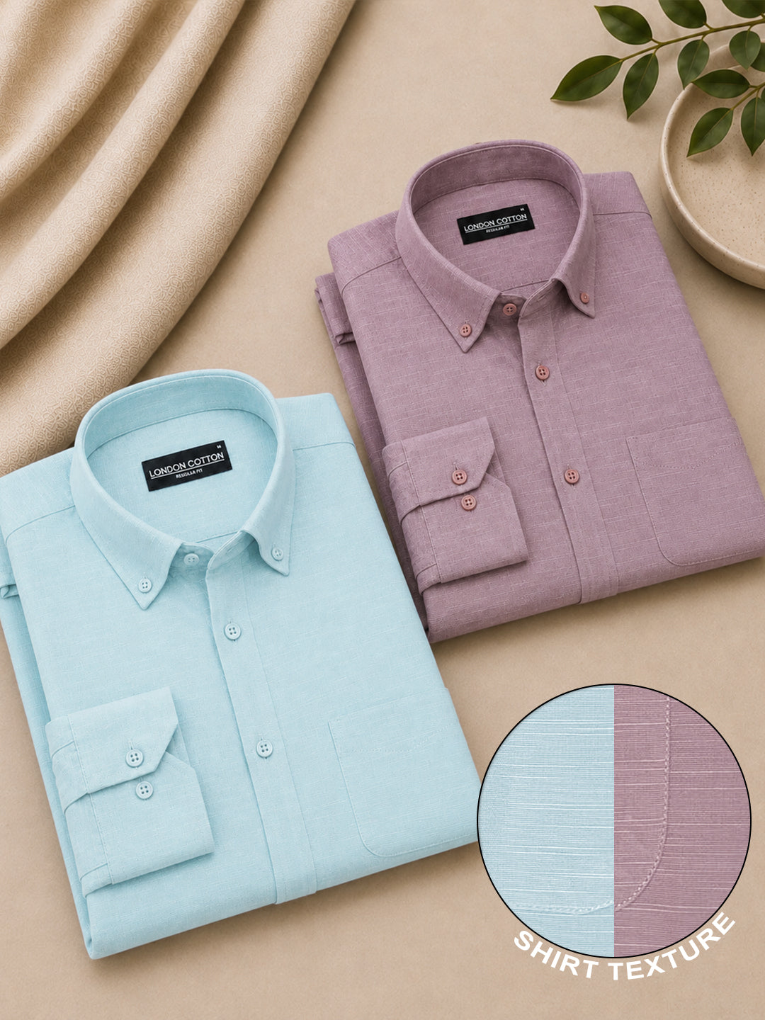 Sky Blue & Lavender Linear Linen Pack of 2 Shirt