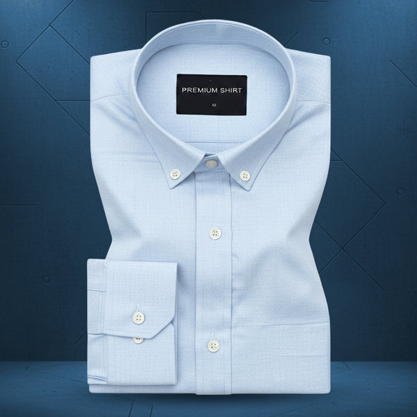 New Sky Blue Oxford Cotton Shirt For Men