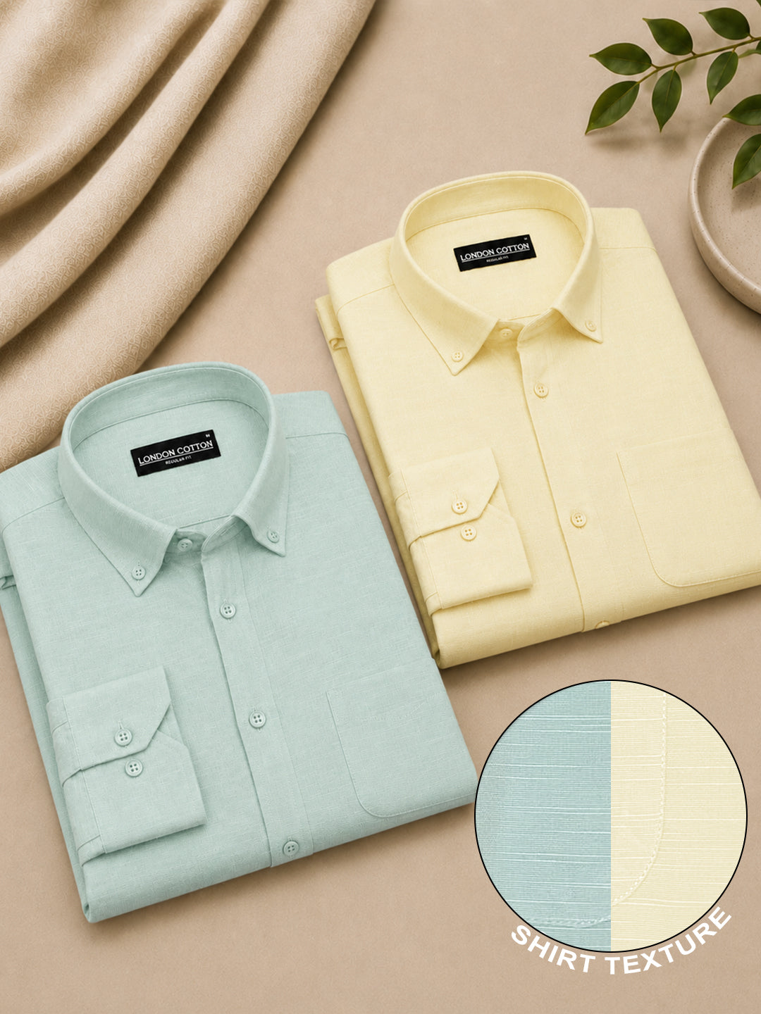 Turkish Blue & Lemon Linear Linen Pack of 2 Shirt
