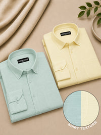 Turkish Blue & Lemon Linear Linen Pack of 2 Shirt