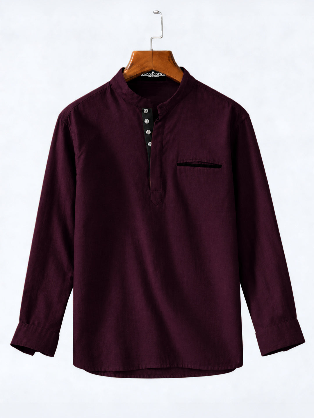 Urban Fit Wine Short Linen Kurta For Men