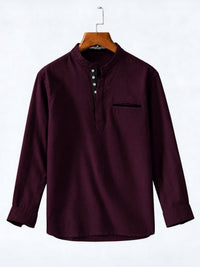 Urban Fit Wine Short Linen Kurta For Men