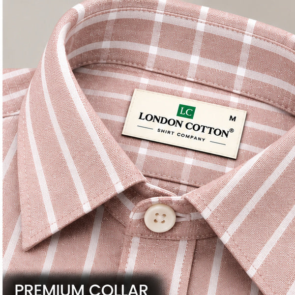 Men's Rose Gold Striped Linen Textured Shirt – Regular Fit