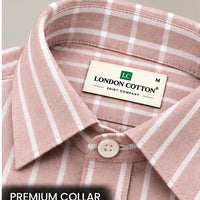 Men's Rose Gold Striped Linen Textured Shirt – Regular Fit