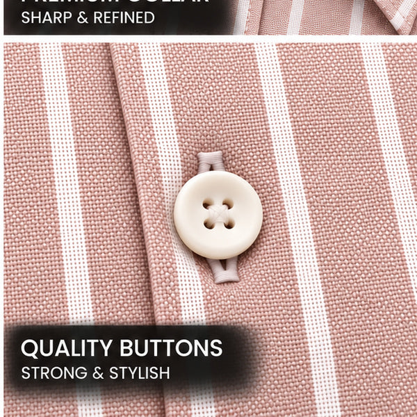 Men's Rose Gold Striped Linen Textured Shirt – Regular Fit