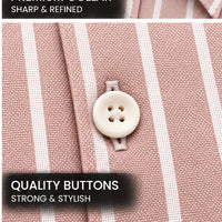 Men's Rose Gold Striped Linen Textured Shirt – Regular Fit