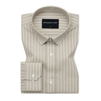 Khaki Pinstripe Oxford Shirt For Men