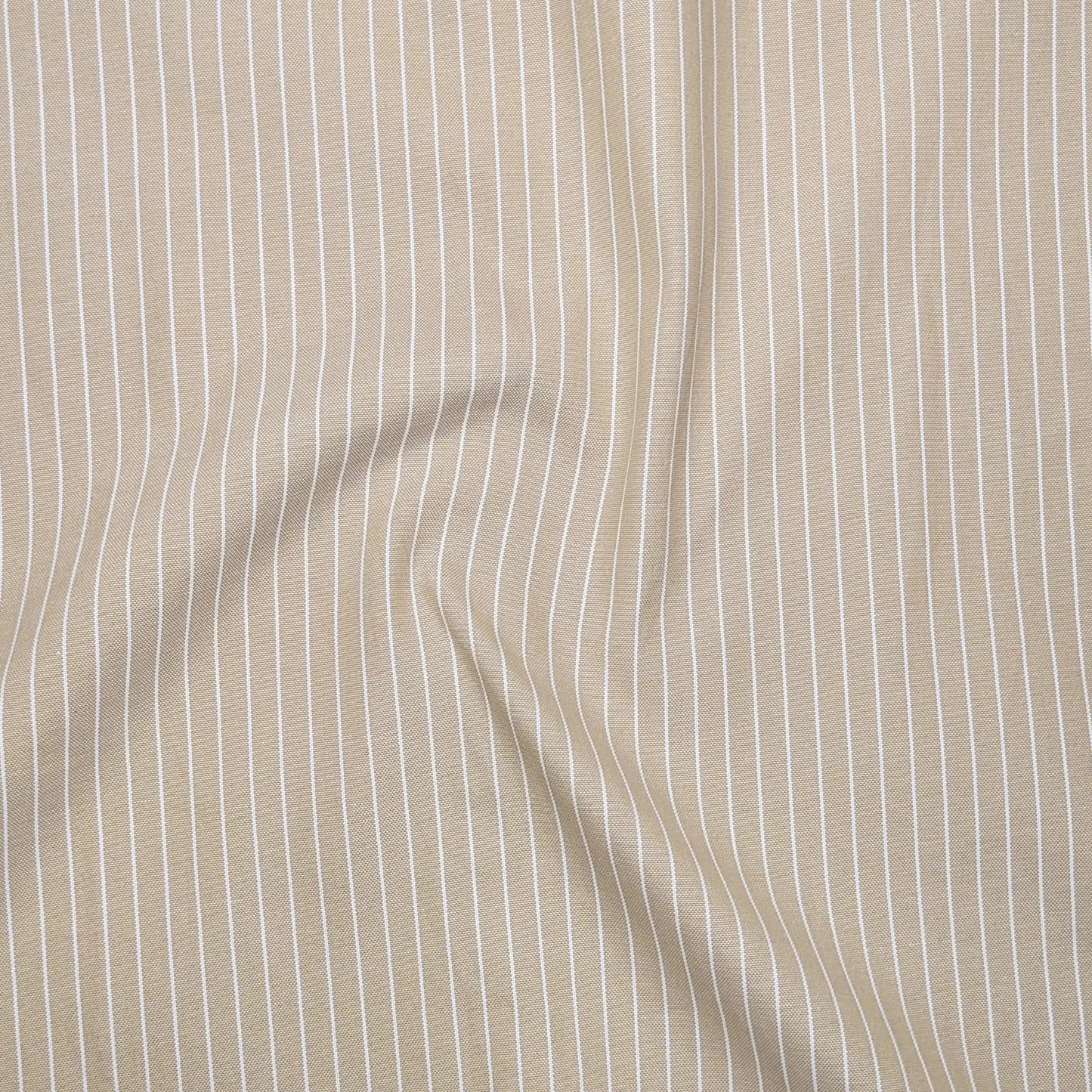 Beige Pinstripe Oxford Shirt For Men