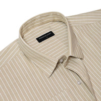 Beige Pinstripe Oxford Shirt For Men