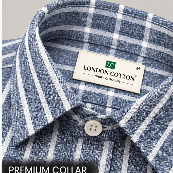 Men's Dark Grey Striped Linen Textured Shirt – Regular Fit (Copy)