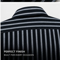 Black & White Textured Linen Striped Shirt – Regular Fit