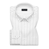Charcoal Black Pinstripe Oxford Shirt For Men