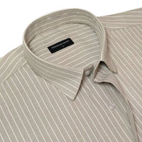Khaki Pinstripe Oxford Shirt For Men